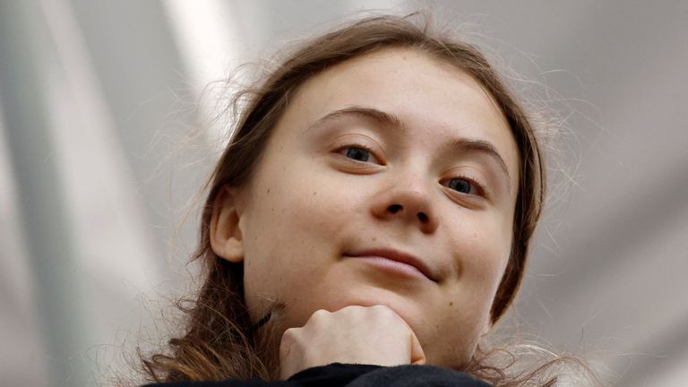 Swedish climate campaigner Greta Thunberg was among the crowd outside the ECHR. Pic: Reuters