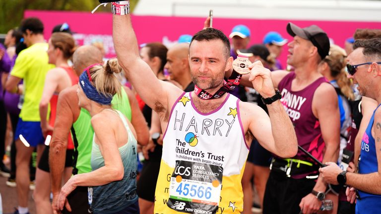 Harry Judd after finishing the the TCS London Marathon. Picture date: Sunday April 21, 2024. Pic: PA Wire 