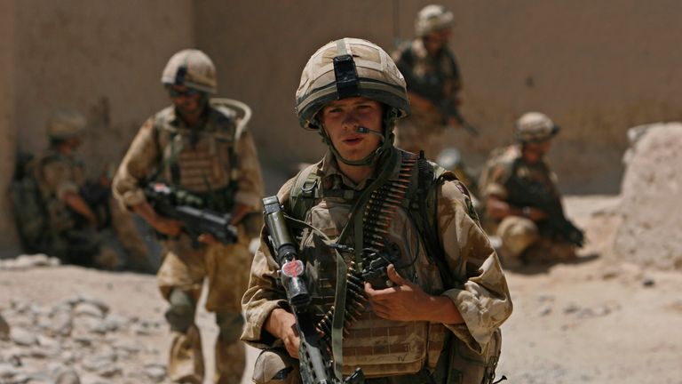 British soldiers patrol Helmand province in Afghanistan. Pic: Reuters
