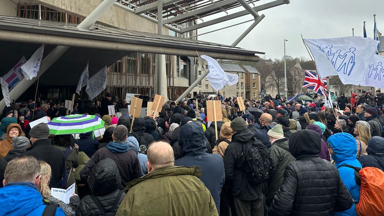 Protesters outside Holyrood
