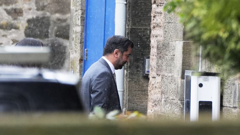 First Minister Humza Yousaf arrives at Bute House.
Pic:PA
