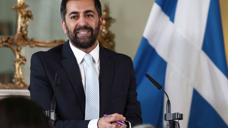 Humza Yousaf holds a press conference as he announces the SNP will withdraw from the Bute House Agreement,  
Pic Reuters
