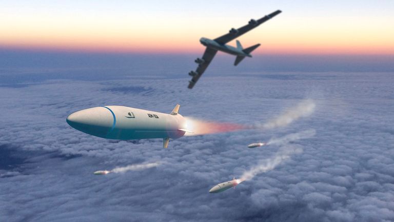 Lockheed Martin's hypersonic Air-launched Rapid Response Weapon (ARRW) is intended to travel 500 miles in just 10 minutes once fired from a B-52 bomber. Pic: USAF/Mike Tsukamoto