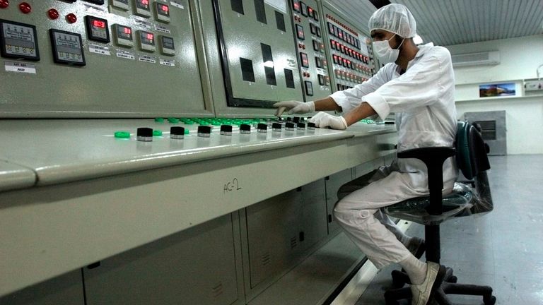 A 2007 picture of an Iranian technician working at a uranium conversion facility just outside Isfahan. Pic: AP