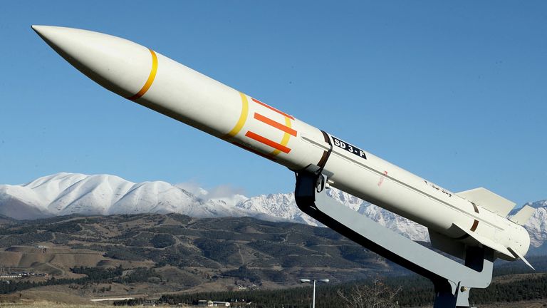 An Iranian missile unveiling from February this year. Iran&#39;s Defence Ministry/WANA via Reuters