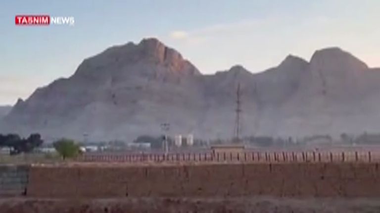 Semi-official Iran news agency video purports to show Isfahan nuclear site after air defenses fired
Pic: Tasnim News Agency/AP