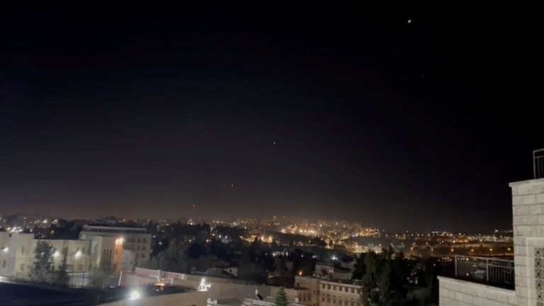 Interceptor missiles are launched into the sky in Jerusalem