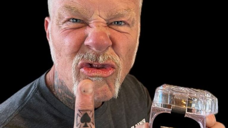 James Hetfield of Metallica says he has had some of Lemmy&#39;s ashes put into his new Ace Of Spades tattoo. Pic: Metallica.com