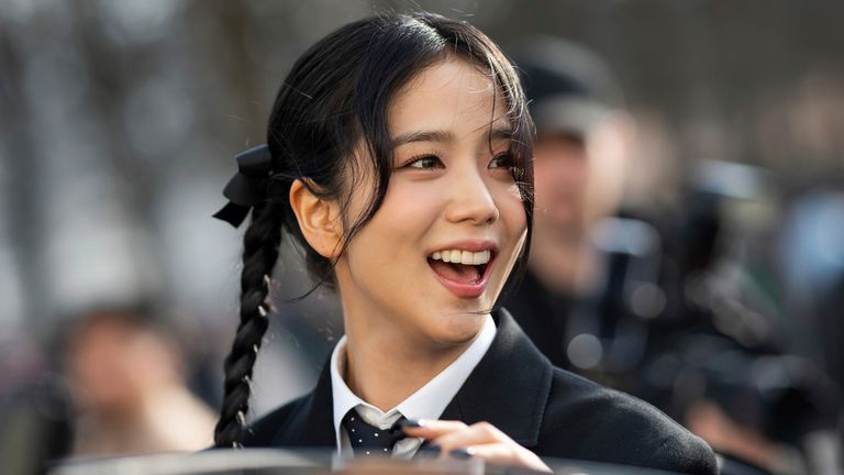 Jisoo departs from the Christian Dior Fall/Winter 2024-2025 ready-to-wear collection presented Tuesday, Feb. 27, 2024 in Paris. (Photo by Scott A Garfitt/Invision/AP)