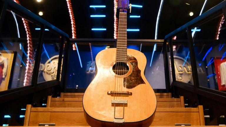 John Lennon&#39;s Lost 1965 &#39;Help!&#39; Guitar Goes On Display At London&#39;s Hard Rock Cafe Ahead Of Auction ** STORY AVAILABLE, CONTACT SUPPLIER** Where: London, United Kingdom When: 23 Apr 2024 Credit: Cover Images  (Cover Images via AP Images)