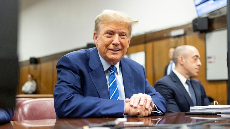 Donald Trump during the second day of jury selection.  Photo: Reuters