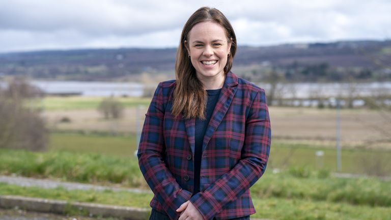 SNP MSP Kate Forbes during a visit to Dingwall and Highland Mart in Dingwall in The Highlands of Scotland. Picture date: Thursday April 4, 2024.