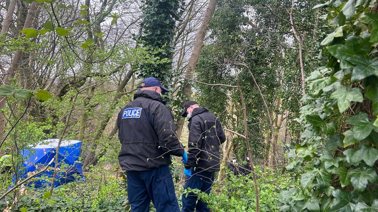 The scene at Kersal Dale where human remains were found 