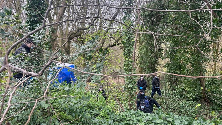 The scene at Kersal Dale where human remains were found 