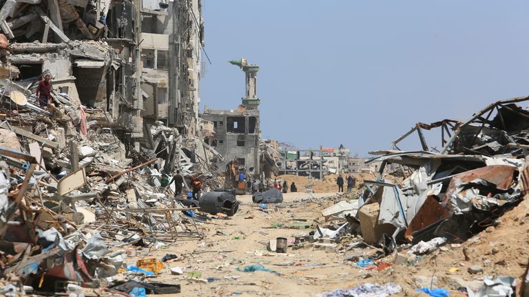 Destruction in  Khan Younis in the southern Gaza Strip. Pic AP