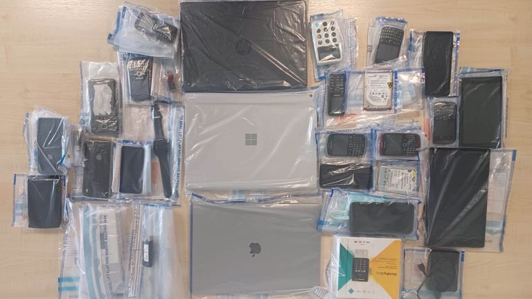Items seized by the Metropolitan Police. Pic: Met Police