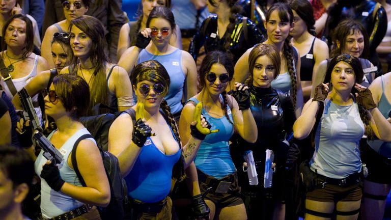 In 2016, more than 260 cosplay fans tried to set a record for the largest gathering of people dressed as Croft. Pic: Reuters