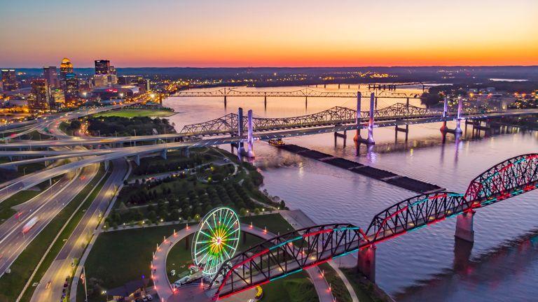 Louisville's Big Four Bridge and skyline