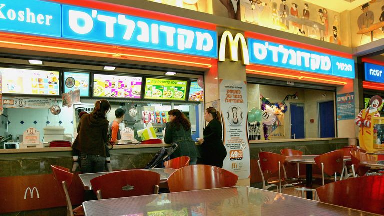 A branch of McDonald's in Tel Aviv, Israel. Pic: Reuters/Ronen Zvulun