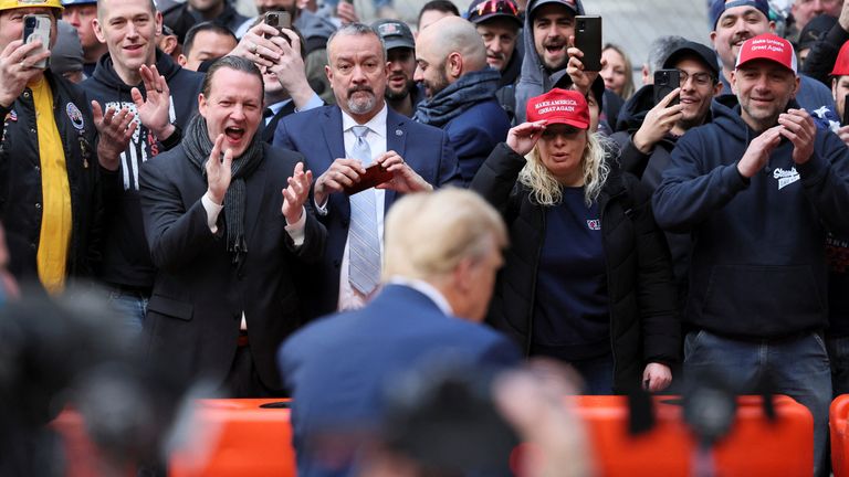 Donald Trump speaks to the media on the day he meets with Union workers in New York City.
Pic Reuters