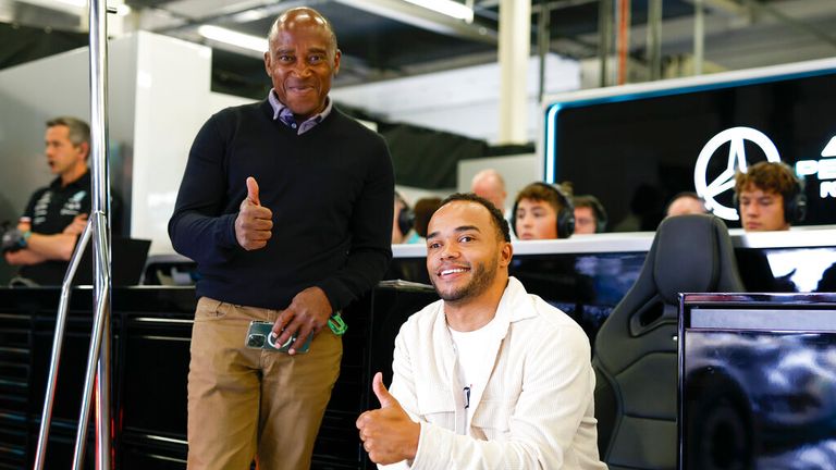 Nicolas Hamilton with his father Anthony at the F1 Grand Prix at Silverstone in 2022