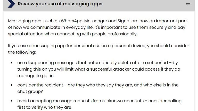 In 2019, MPs were specifically warned about the risks of WhatsApp. Image: NCSC