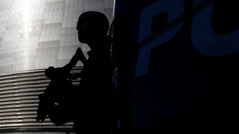 A police officer in Madrid. Pic: Reuters