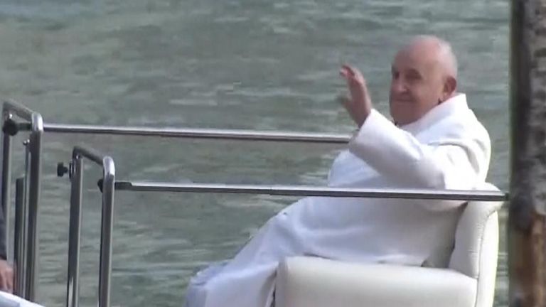 Pope Francis ditched the popemobile for a water taxi in Venice.