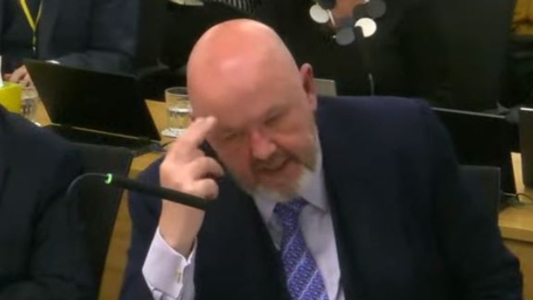 Post Office Horizon IT scandal inquiry lawyer Edward Henry KC. Pictured on 26/04/24 while questioning Angela van den Bogerd. Pic: Screen grab from inquiry live stream.