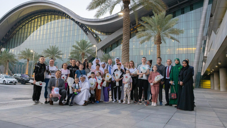 Qatar&#39;s Ministry of Foreign Affairs said Ukrainian and Russia families were hosted in Doha as part of an initiative, carried out in partnership with officials from Ukraine and Russia, to provide them with medical and psycho-social support. Pic: Qatar Ministry of Foreign Affairs.