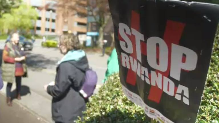Protesters turned up outside the Solihull Home Office centre