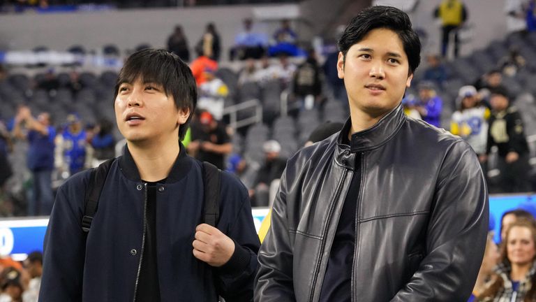 Shohei Ohtani (right) and former interpreter Ippei Mizuhara. Pic: USA TODAY Sports via Reuters