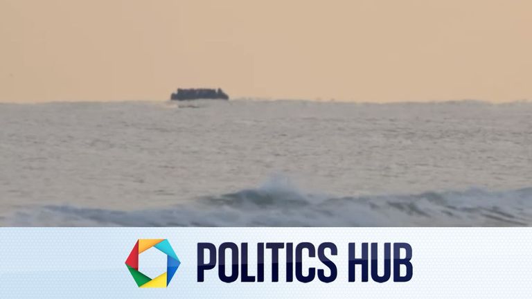 A small boat appearing to cross the Channel just hours after Rwanda bill passes