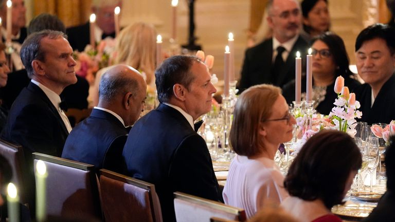Guests listen as President Joe Biden and Japanese Prime Minister Fumio Kishida exchange toasts during a State Dinner at the White House, Wednesday, April 10, 2024, in Washington. (AP Photo/Evan Vucci)