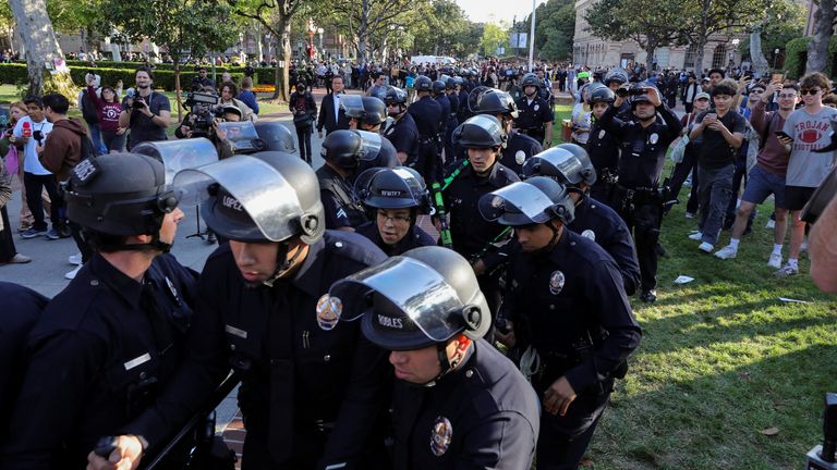 Police officers turned out in force. Pic: Reuters