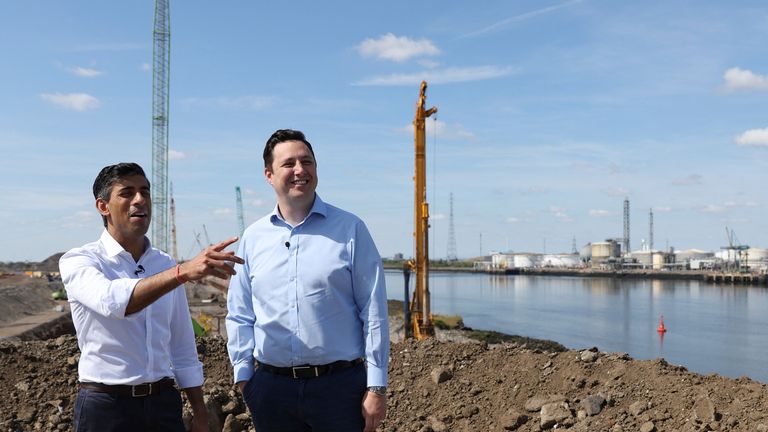 Prime minister Rishi Sunak and Tees Valley mayor Ben Houchen visit the Teesside Freeport in Redcar in 2022. Pic: Reuters