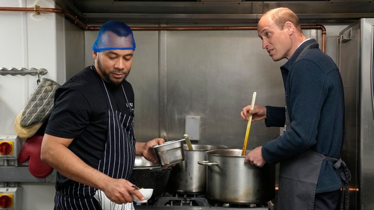 Prince William makes pate with chef Mario Confait.Image: AP