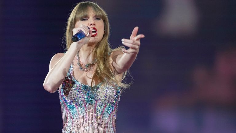 Taylor Swift performs as part of the "Eras Tour" at the Tokyo Dome, on Feb. 7, 2024, in Tokyo. Pic: AP Photo/Toru Hanai