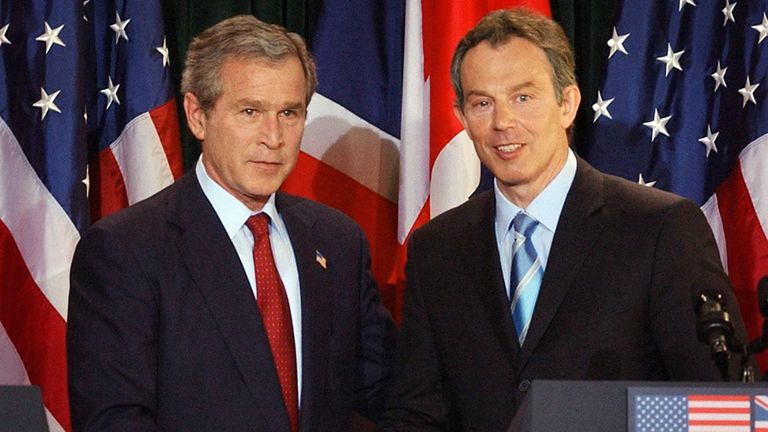 George W Bush and Tony Blair. Pic: PA