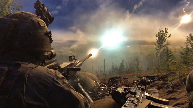 Royal Marines fire a .50 calibre heavy machine gun during a training exercise. Pic: MOD