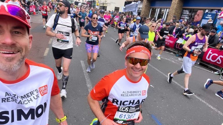 Simon Felstead and Richard Walker form Iceland running in the London Marathon. Pic: Simon Felstead/Instagram