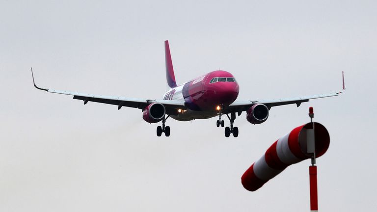 Wizz Air announced a new aspiration to power 10% of its flights with sustainable aviation fuel by 2030. Pic: Reuters