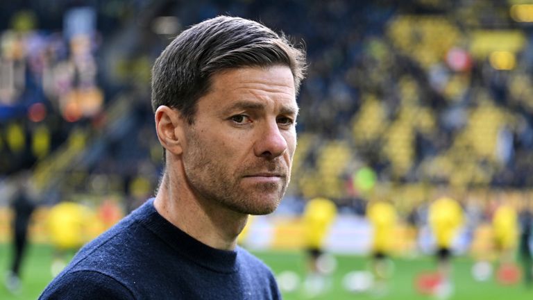 Xabi Alonso is remaining as manager of Bayer Leverkusen. Pic: AP