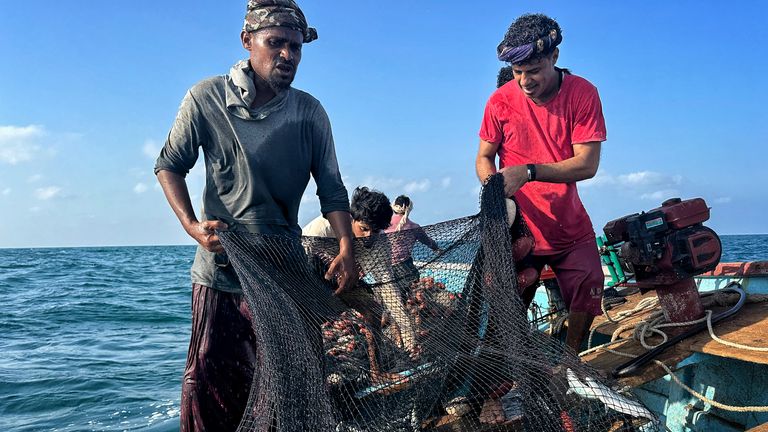 Yemen&#39;s fishermen set out at dawn to take on seas where they know they could face pirates, smugglers and now Houthi militant missile attacks. For Alex Crawford eyewitness.
