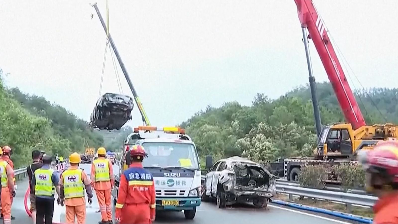 China: Road collapse kills dozens in Meizhou | World News | Sky News