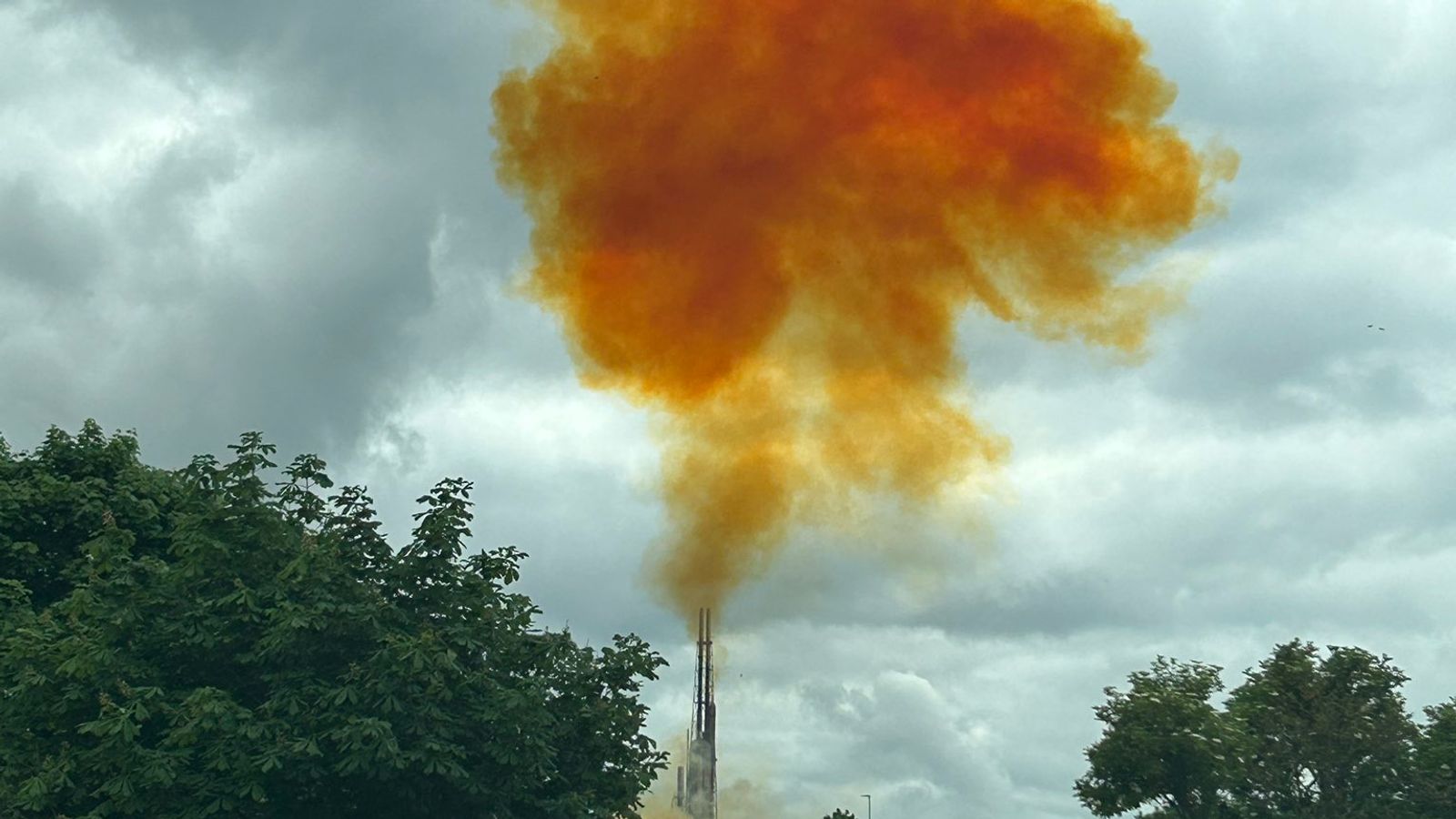 Orange cloud appears above County Durham after 'industrial incident'