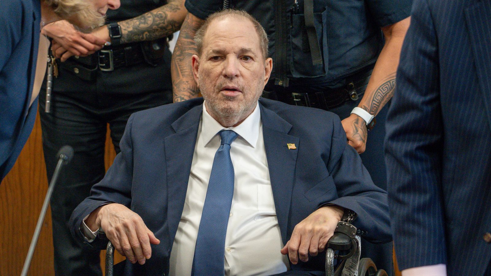 Harvey Weinstein back in court as prosecutors seek retrial after rape conviction overturned