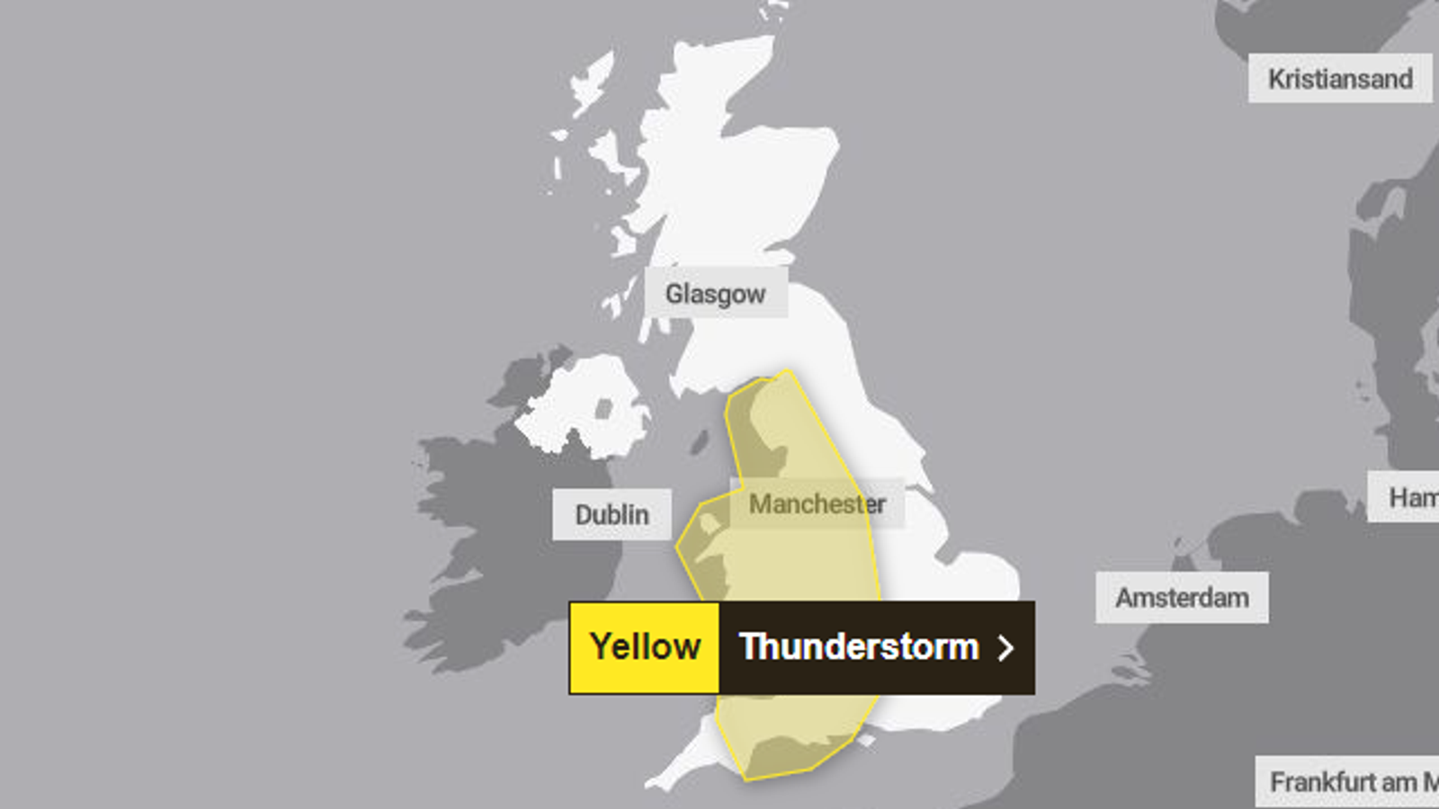 UK weather: Thunderstorm warning for large parts of country after temperatures set to reach as high as 27C