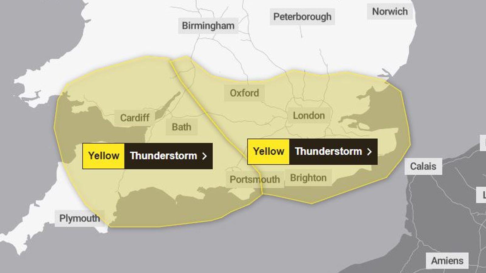 UK weather: Met Office issues thunderstorm warnings for southern England and South Wales