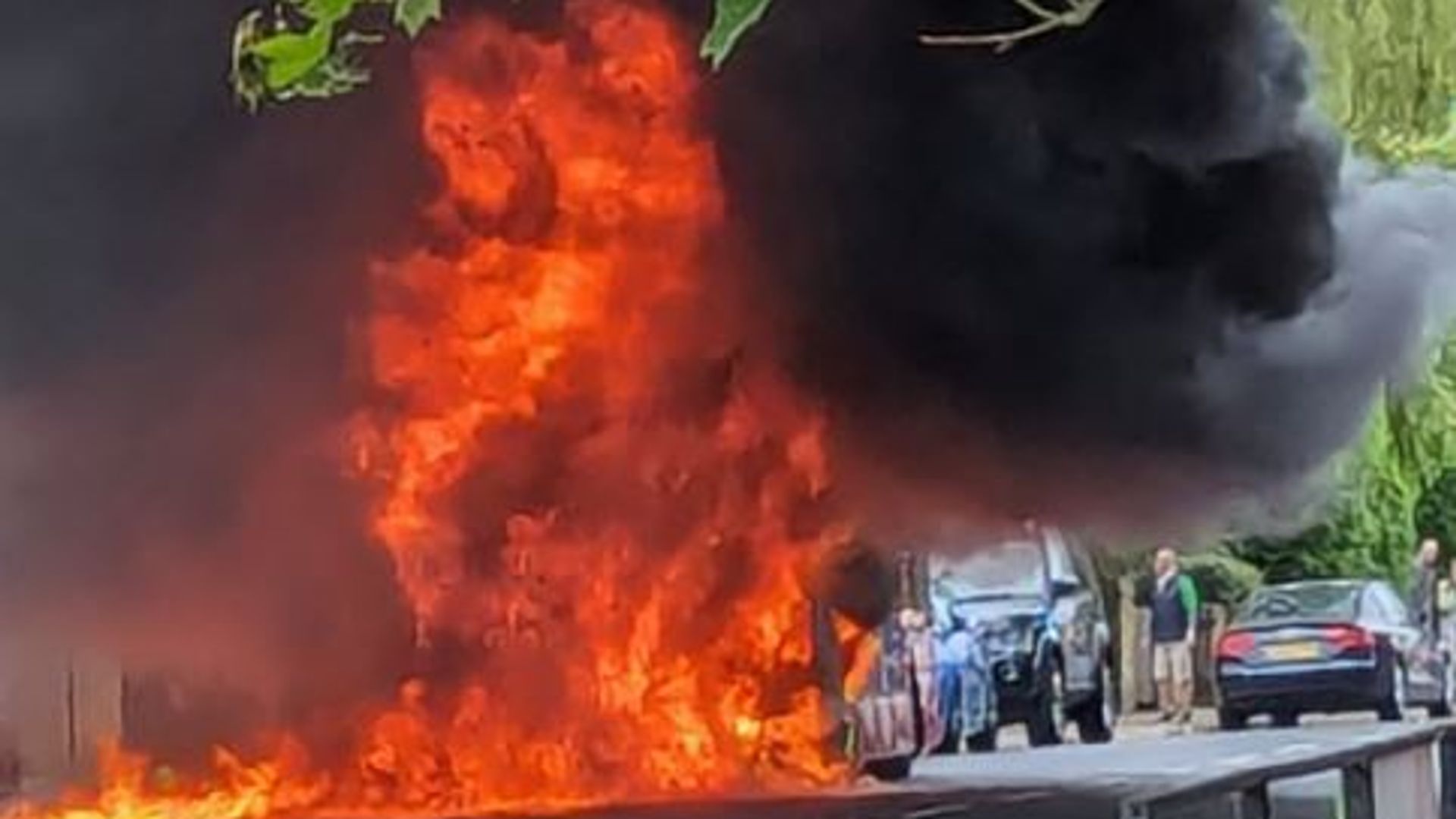 Huge fire destroys London bus